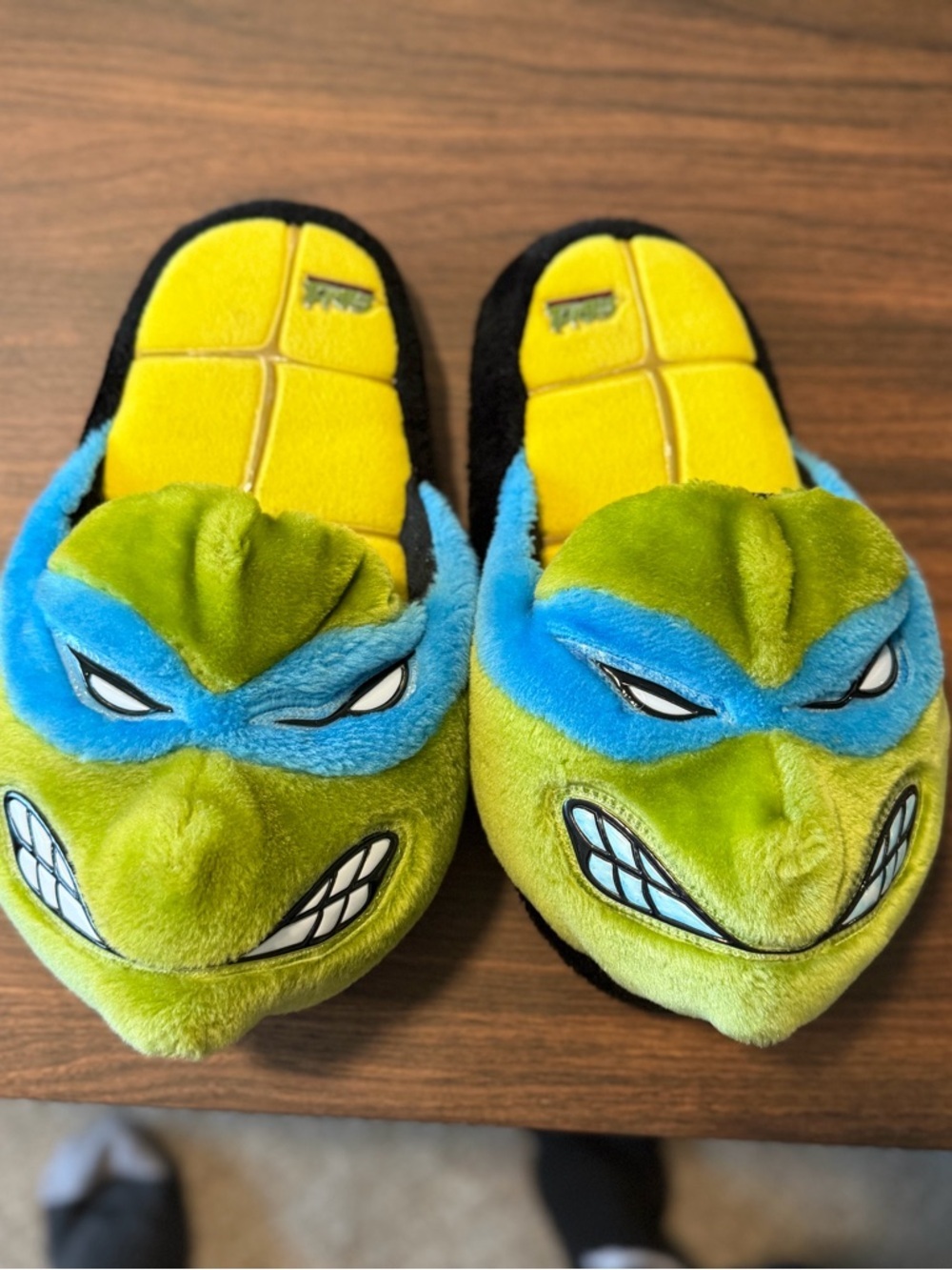 Teenage Mutant Ninja Turtles Slippers Kids Size 3-4 TMNT Plush House Shoes